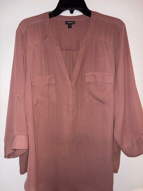 torrid Mauve Split-Neck Tunic with Patch Pockets